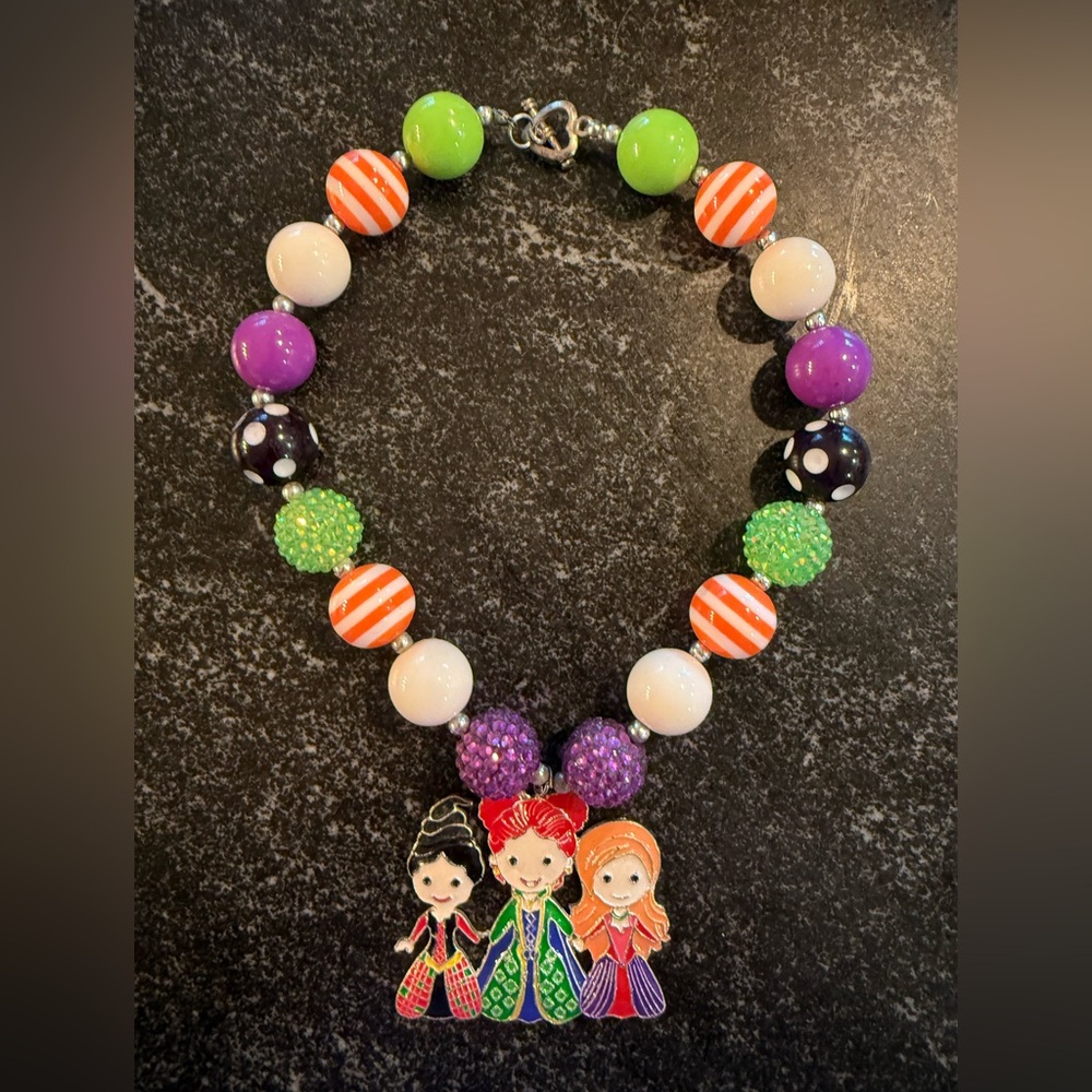 Youth Colorful Beaded necklace with Hocus Pocus Character Charms